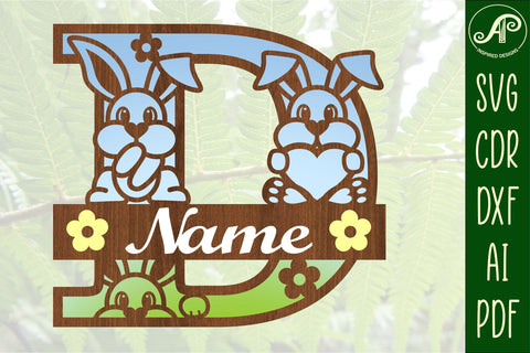 Bunny capital monogram letter D SVG SVG APInspireddesigns 