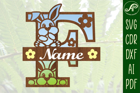 Bunny capital monogram letter F SVG SVG APInspireddesigns 