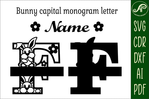 Bunny capital monogram letter F SVG SVG APInspireddesigns 