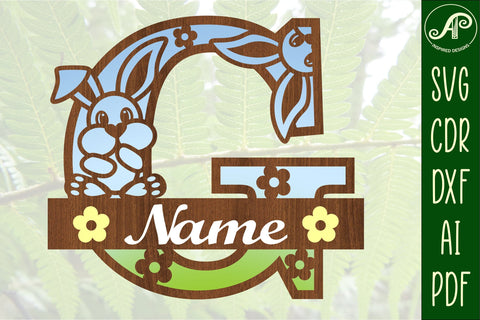 Bunny capital monogram letter G SVG SVG APInspireddesigns 