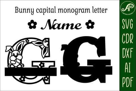 Bunny capital monogram letter G SVG SVG APInspireddesigns 