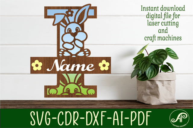 Bunny capital monogram letter I SVG SVG APInspireddesigns 