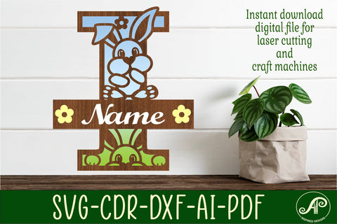 Bunny capital monogram letter I SVG SVG APInspireddesigns 