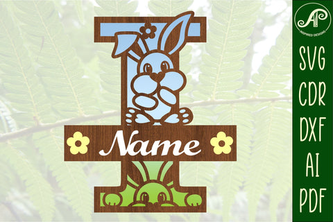 Bunny capital monogram letter I SVG SVG APInspireddesigns 