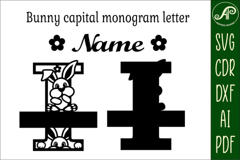 Bunny capital monogram letter I SVG SVG APInspireddesigns 