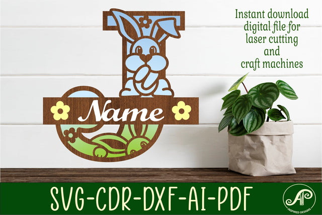 Bunny capital monogram letter J SVG SVG APInspireddesigns 