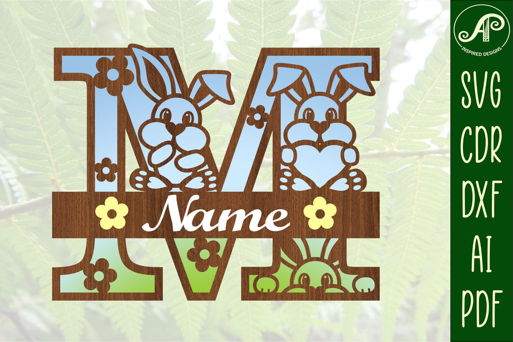 Bunny capital monogram letter M SVG - So Fontsy