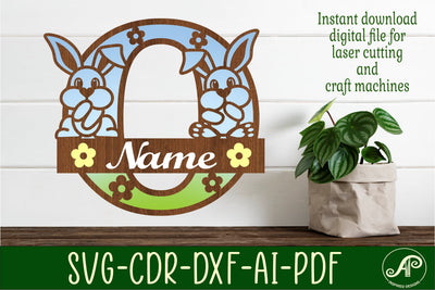 Bunny capital monogram letter O SVG SVG APInspireddesigns 