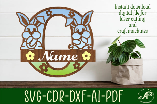 Bunny capital monogram letter O SVG SVG APInspireddesigns 