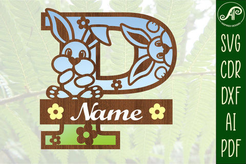 Bunny capital monogram letter P SVG SVG APInspireddesigns 