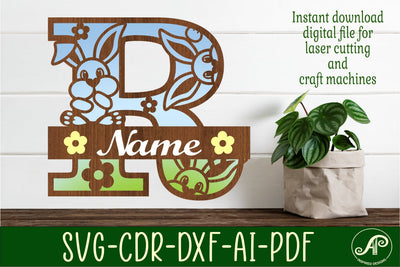Bunny capital monogram letter R SVG SVG APInspireddesigns 