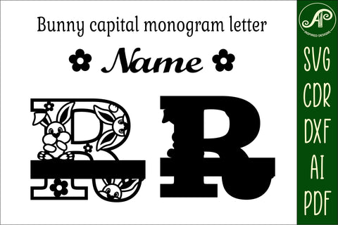 Bunny capital monogram letter R SVG SVG APInspireddesigns 
