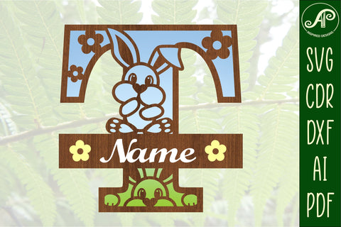 Bunny capital monogram letter T SVG SVG APInspireddesigns 