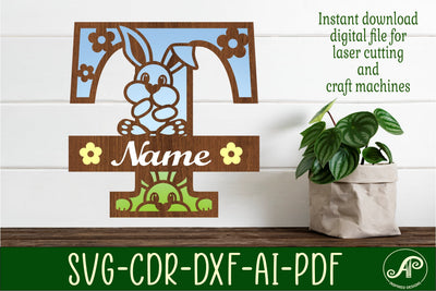 Bunny capital monogram letter T SVG SVG APInspireddesigns 