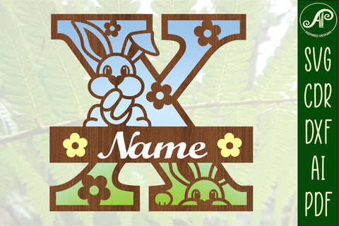 Bunny capital monogram letter X SVG SVG APInspireddesigns 