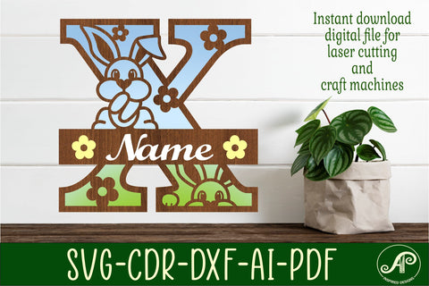 Bunny capital monogram letter X SVG SVG APInspireddesigns 