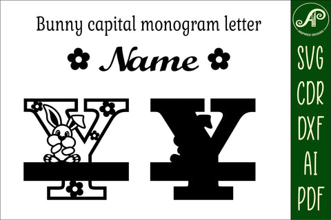 Bunny capital monogram letter Y SVG SVG APInspireddesigns 