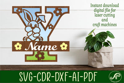Bunny capital monogram letter Y SVG SVG APInspireddesigns 