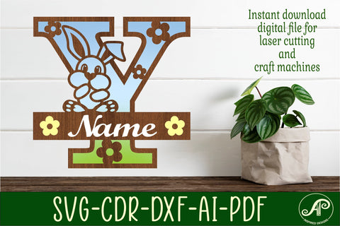 Bunny capital monogram letter Y SVG SVG APInspireddesigns 