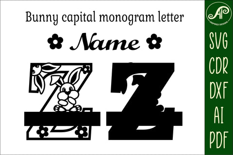 Bunny Capital Monogram Letter Z SVG SVG APInspireddesigns 