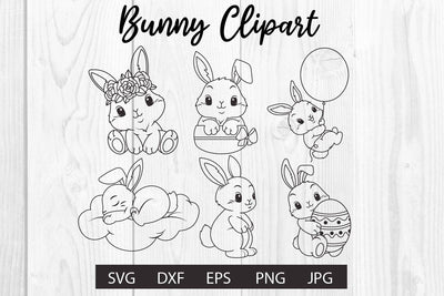 Bunny clipart, Rabbit svg bundle SVG dadan_pm 