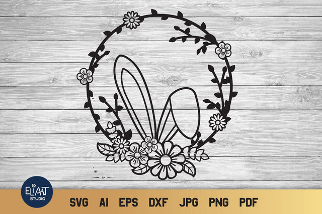 Bunny Ears SVG, Easter Rabbit SVG, Easter SVG Floral Frame. SVG Elinorka 