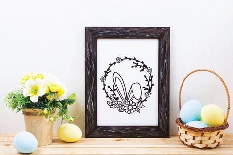 Bunny Ears SVG, Easter Rabbit SVG, Easter SVG Floral Frame. SVG Elinorka 