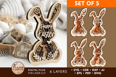 BUNNY EASTER BUNDLE SVG LaserCutano 