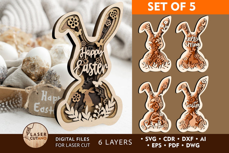 BUNNY EASTER BUNDLE SVG LaserCutano 