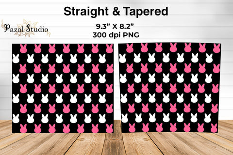 Bunny Easter Pattern 20oz Skinny Tumbler Wrap Design Black Background Sublimation Pazal Studio 