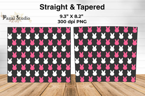 Bunny Easter Pattern 20oz Skinny Tumbler Wrap Design Gray Background Sublimation Pazal Studio 