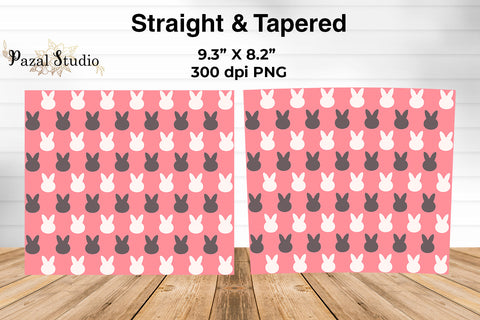 Bunny Easter Pattern 20oz Skinny Tumbler Wrap Design Pink Background Sublimation Pazal Studio 