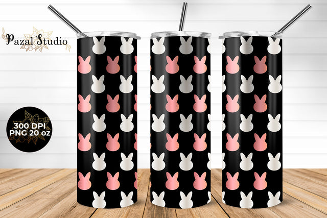 Bunny Easter Pattern 20oz Skinny Tumbler Wrap Design Sublimation Pazal Studio 