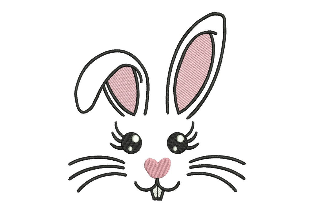 Bunny Face Embroidery Design, Rabbit Embroidery Design - So Fontsy
