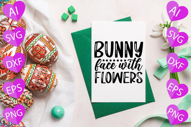 Bunny Face with Flowers SVG CraftlabSvg29 