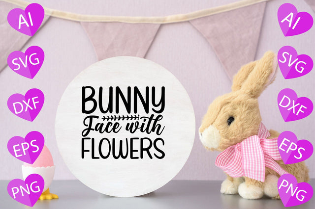 Bunny Face with Flowers SVG CraftlabSvg29 