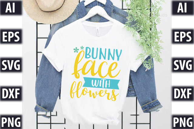 Bunny face with flowers SVG SVGista 