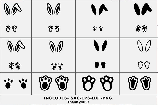 Bunny feet ear svg bundle, Easter bunny svg frame bundle SVG Isabella Machell 