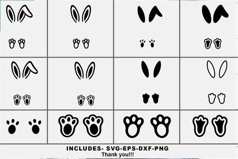 Bunny feet ear svg bundle, Easter bunny svg frame bundle SVG Isabella Machell 