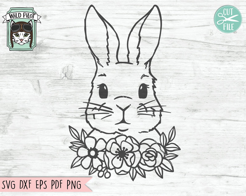 Bunny Flower Border SVG, Rabbit With Flowers SVG, Rabbit Cut File ...