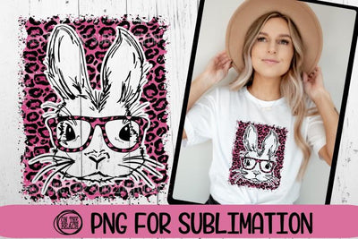 Bunny - Glasses - Easter - Pink Leopard- 300 DPI Sublimation Sublimation On the Beach Boutique 