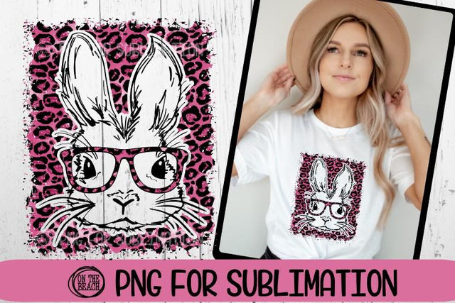 Bunny - Glasses - Easter - Pink Leopard- 300 DPI Sublimation Sublimation On the Beach Boutique 