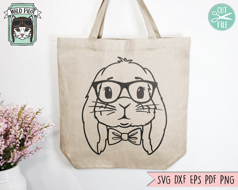Bunny Glasses SVG Cut File, Easter SVG, Easter Bunny svg, Animal Face svg, Lop Rabbit svg Cut File, Easter png, Floppy Ear Bunny svg file SVG Wild Pilot 
