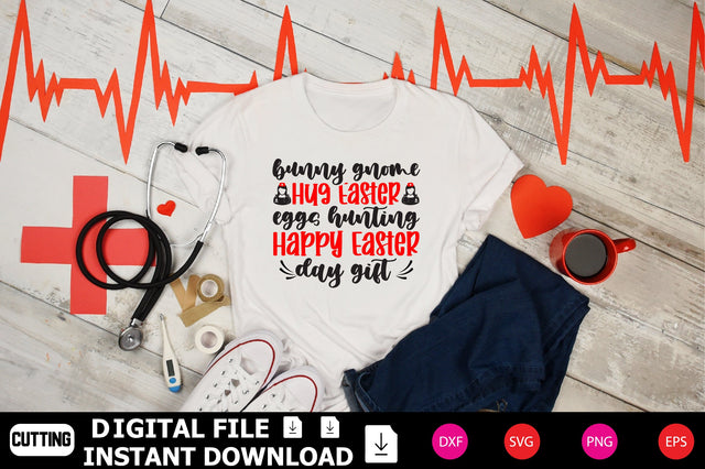 Bunny Gnome Hug Easter Eggs Hunting Happy Easter Day Gift SVG Shahin alam 