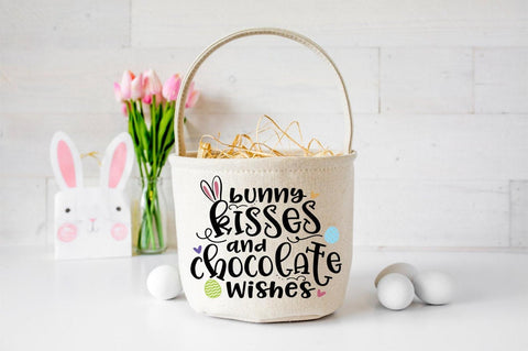 Bunny Kisses and Chocolate Wishes Easter SVG Cut File - Easter Bunny SVG, Easter Basket SVG SVG Pickled Thistle Creative 