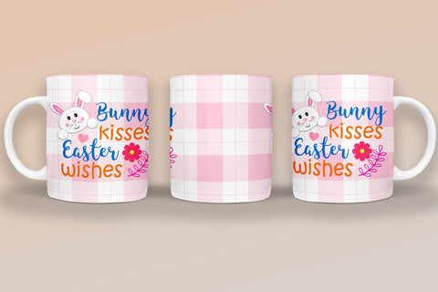 Bunny Kisses Easter Mug Sublimation I Easter Mug Wrap PNG Sublimation Happy Printables Club 