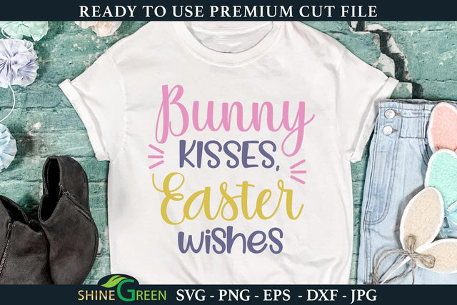 Bunny Kisses Easter Wishes | Easter SVG Cut File SVG Shine Green Art 