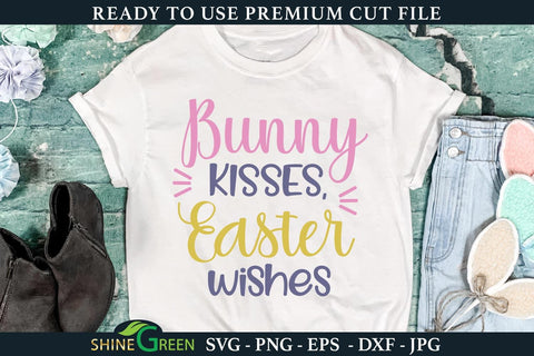 Bunny Kisses Easter Wishes | Easter SVG Cut File SVG Shine Green Art 