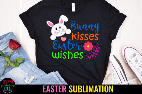 Bunny Kisses Easter Wishes I Easter Sublimation Design Sublimation Happy Printables Club 