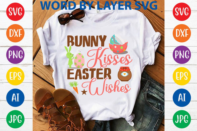 Bunny Kisses Easter Wishes SVG Design SVG Rafiqul20606 